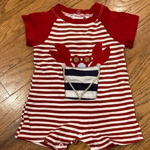 Mudpie one piece with snaps at neck and crotch 0-6 Months 100% cotton used